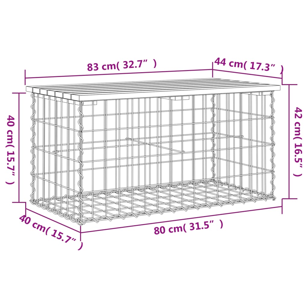 Garden Bench Gabion Design Solid Wood Pine
