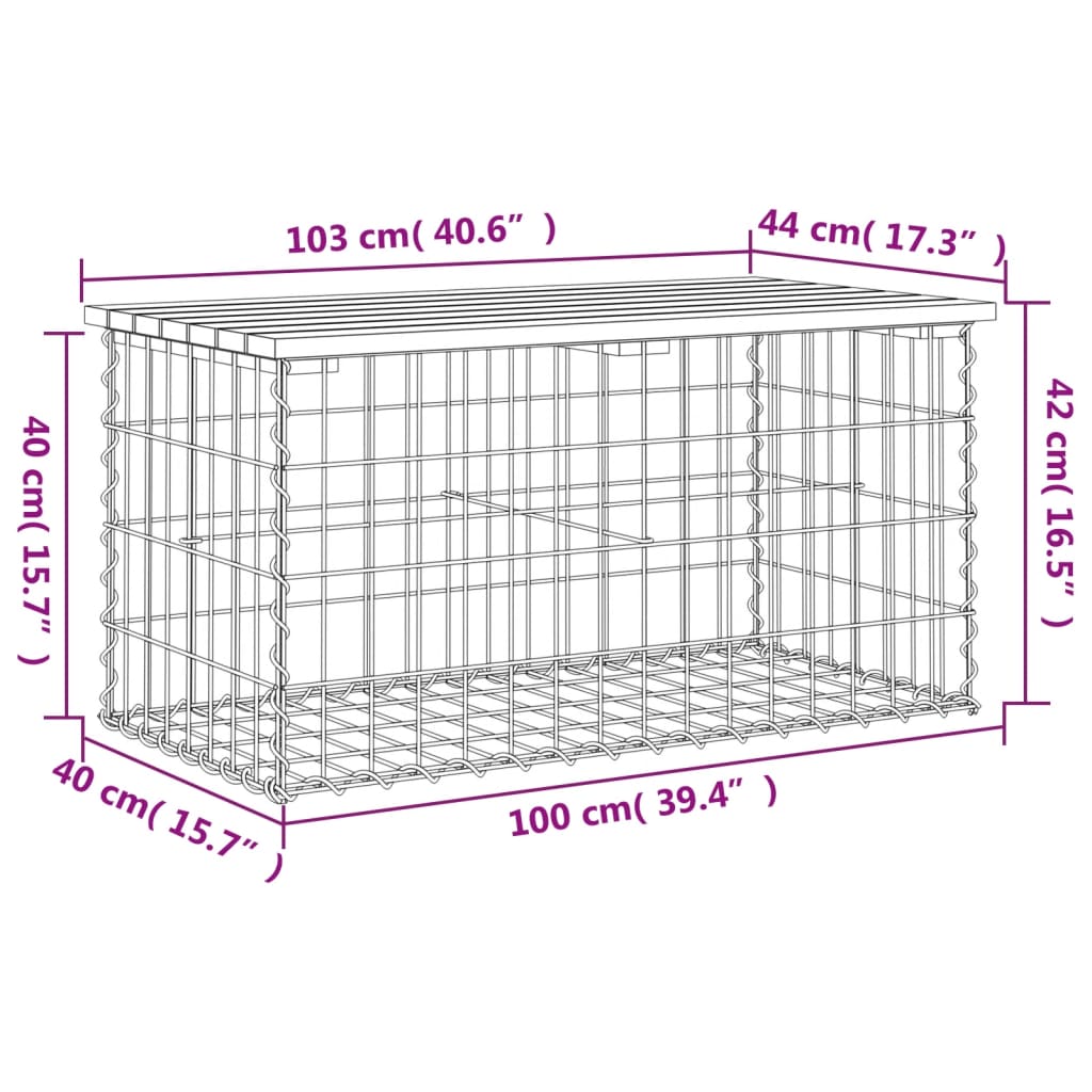 Garden Bench Gabion Design Solid Wood Pine