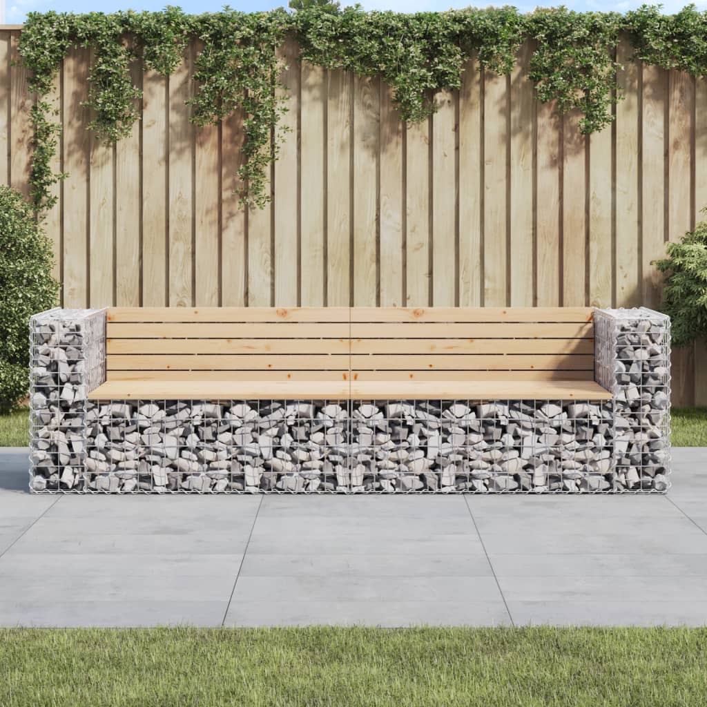Garden Bench Gabion Design 244X71X65.5 Cm Solid Wood Pine
