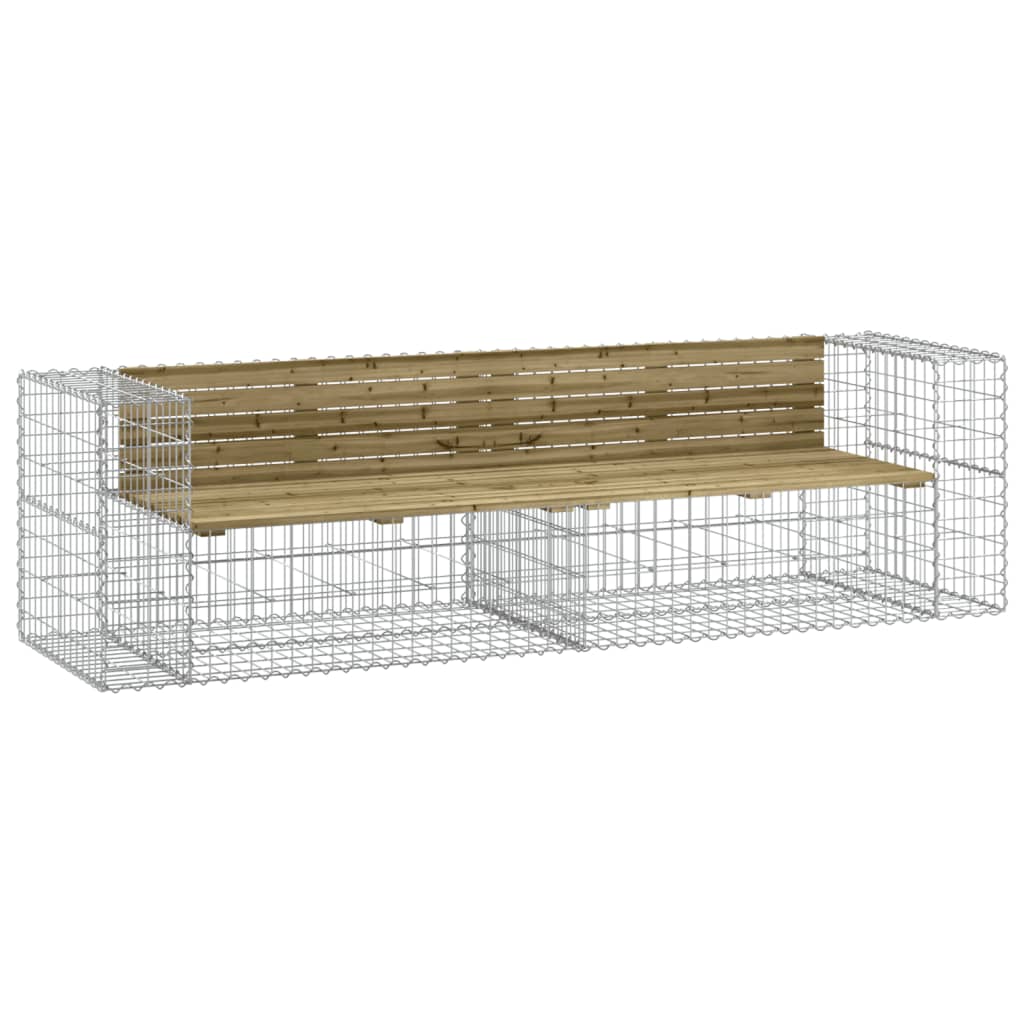 Garden Bench Gabion Design 244X71X65.5 Cm Impregnated Wood Pine