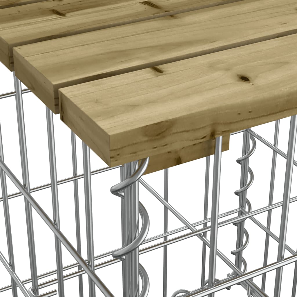 Garden Bench Gabion Design 244X71X65.5 Cm Impregnated Wood Pine
