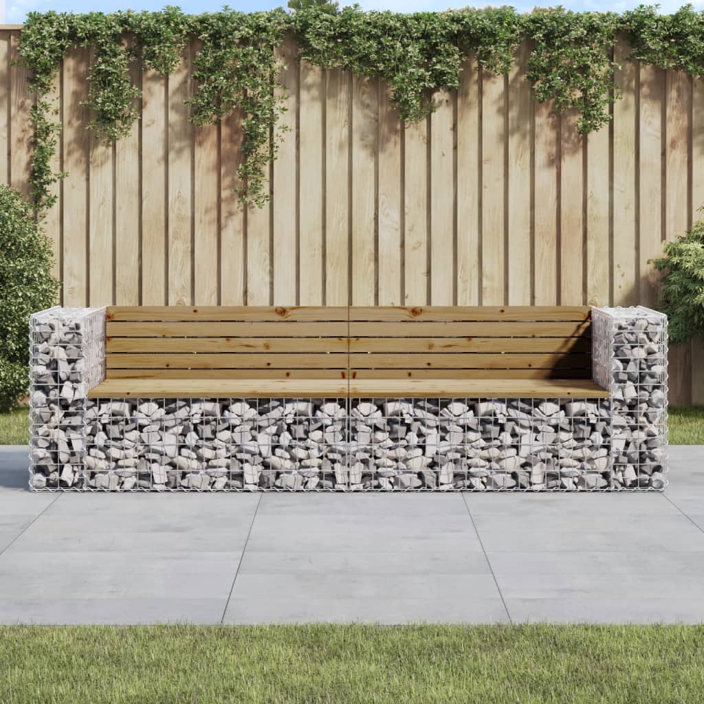 Garden Bench Gabion Design 244X71X65.5 Cm Impregnated Wood Pine