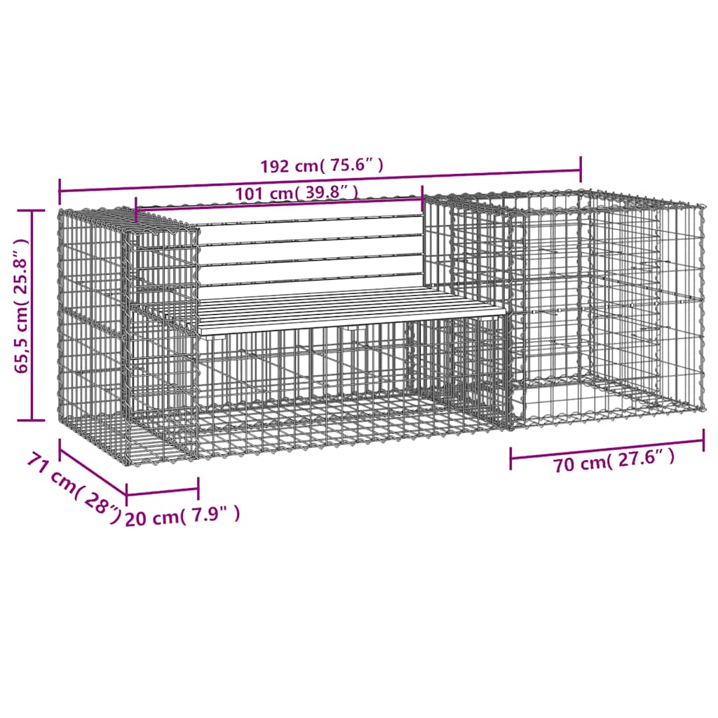Garden Bench With Gabion Basket Solid Wood Douglas