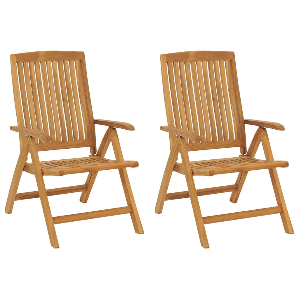 Reclining Garden Chairs With Cushions 2 Pcs Solid Wood Teak