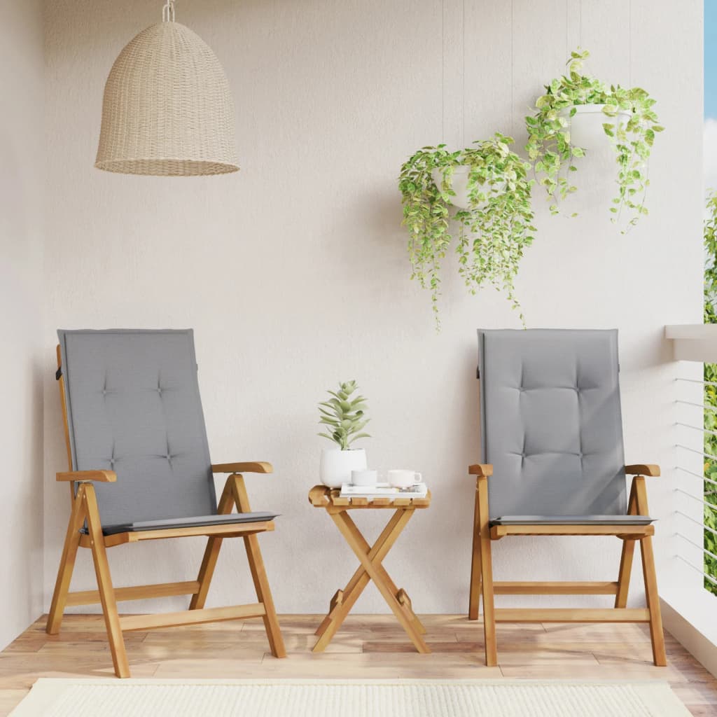 Reclining Garden Chairs With Cushions 2 Pcs Solid Wood Teak