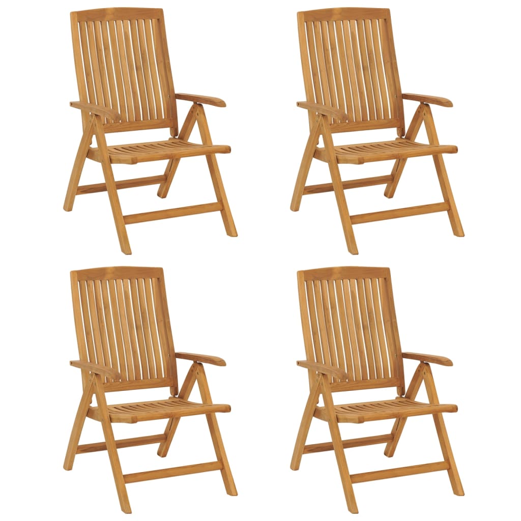 Reclining Garden Chairs With Cushions 4 Pcs Solid Wood Teak