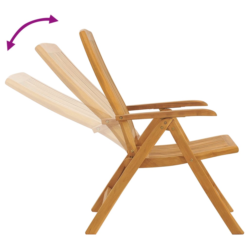 Reclining Garden Chairs With Cushions 4 Pcs Solid Wood Teak