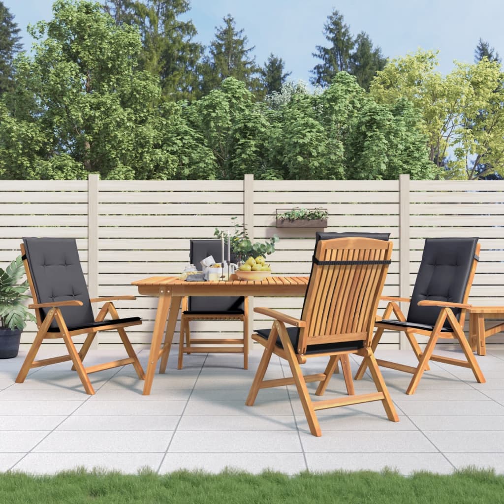 Reclining Garden Chairs With Cushions 4 Pcs Solid Wood Teak