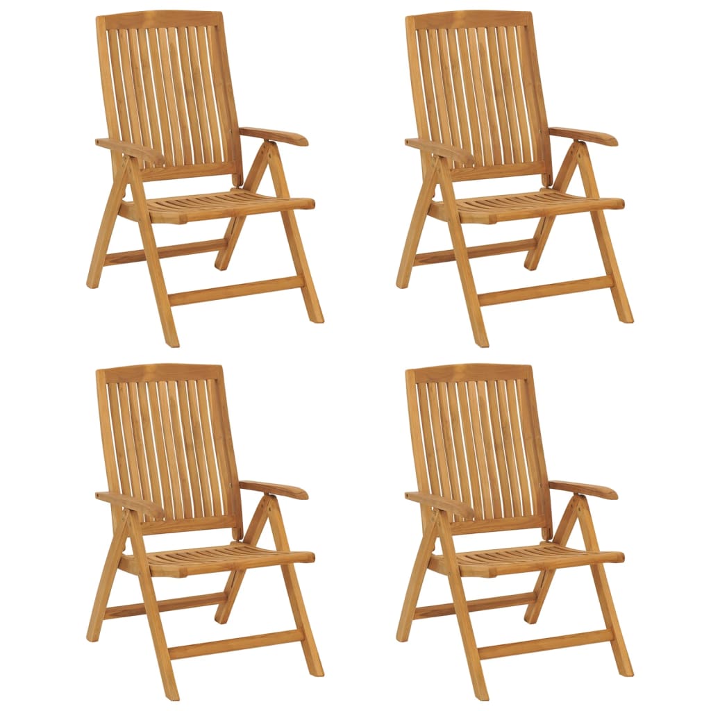 Reclining Garden Chairs With Cushions 4 Pcs Solid Wood Teak