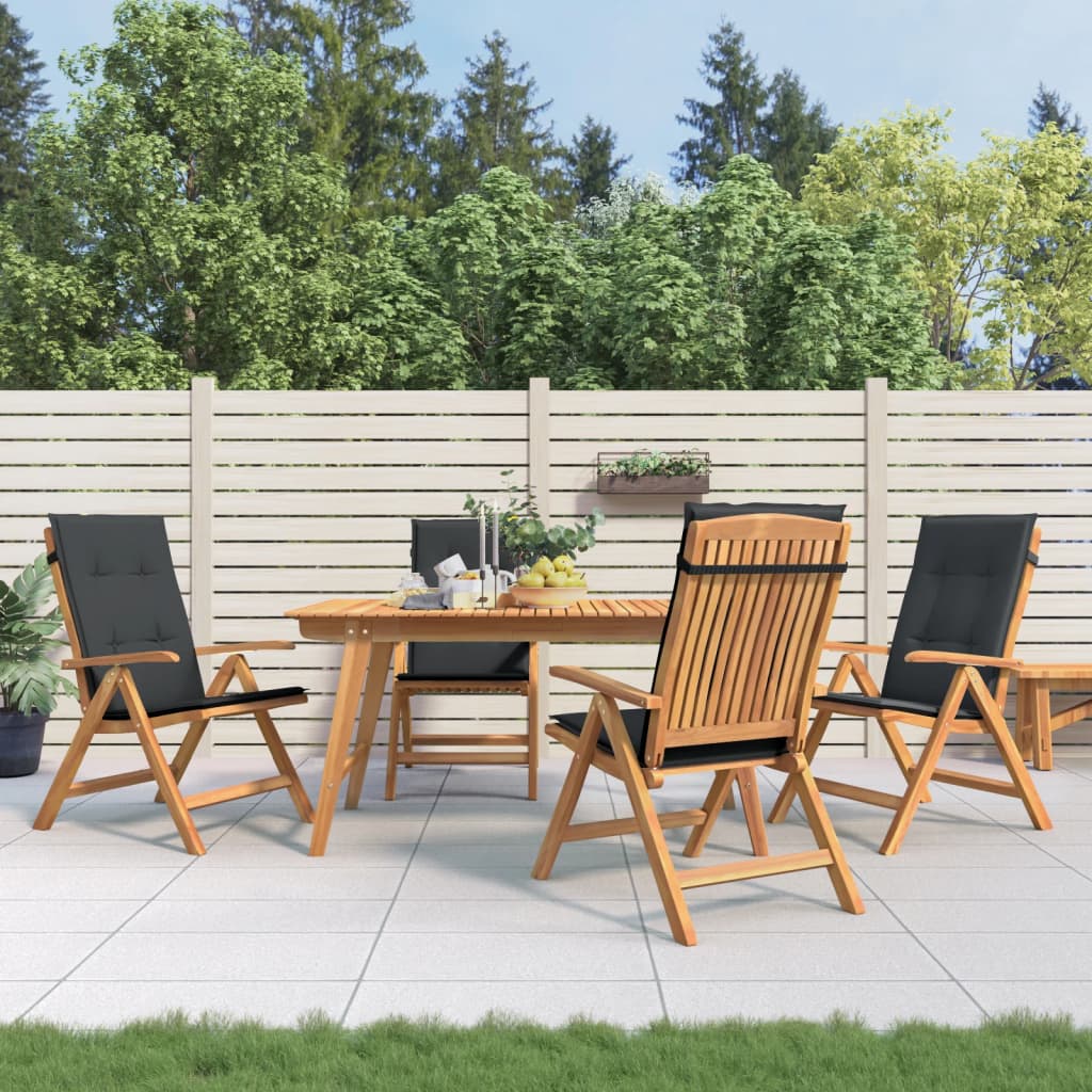 Reclining Garden Chairs With Cushions 4 Pcs Solid Wood Teak
