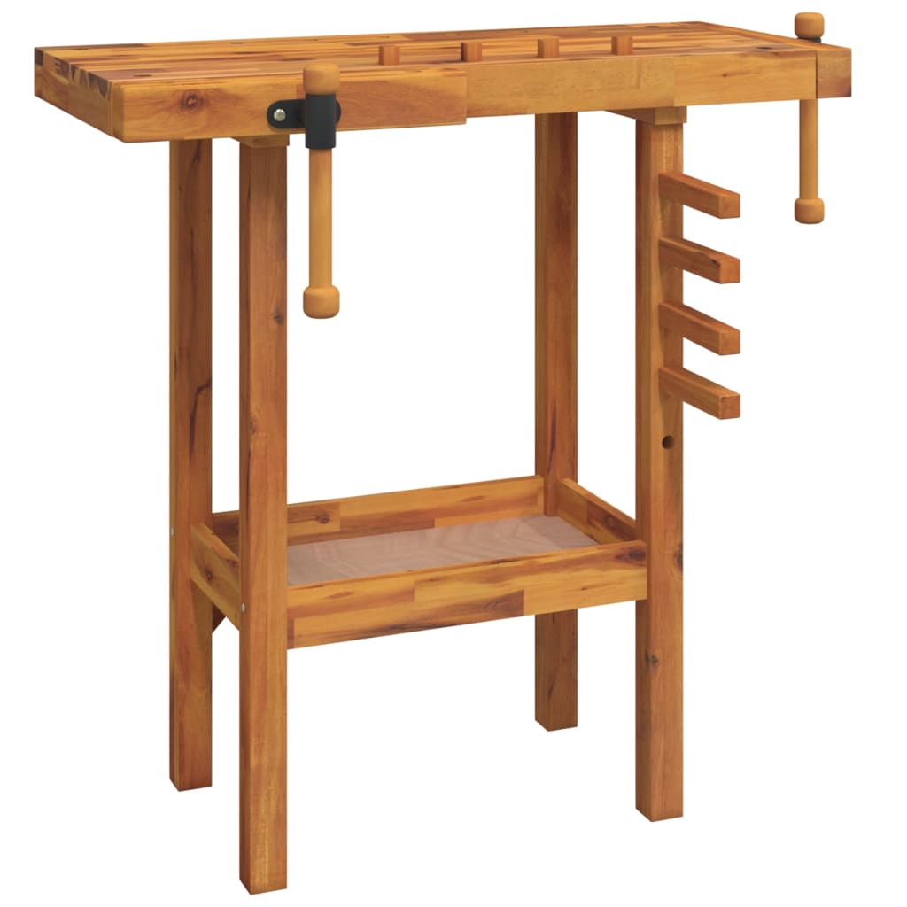 Workbench With Vices 92X48X83 Cm Solid Wood Acacia