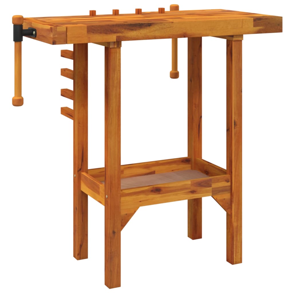 Workbench With Vices 92X48X83 Cm Solid Wood Acacia