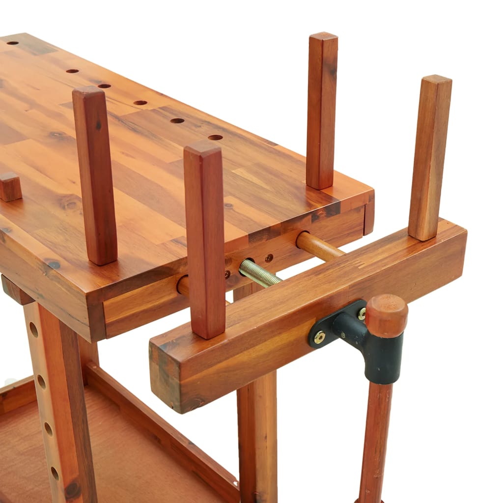 Workbench With Vices 92X48X83 Cm Solid Wood Acacia