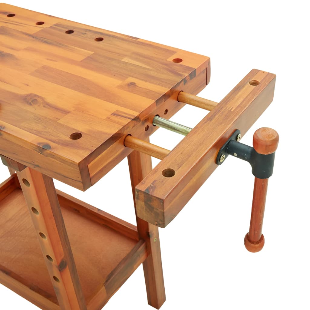 Workbench With Vices 92X48X83 Cm Solid Wood Acacia