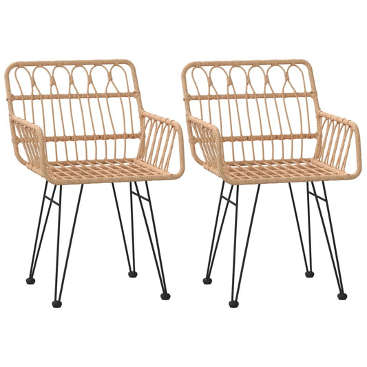 Garden Chairs 2 Pcs With Armrest 56X64X80 Cm Pe Rattan
