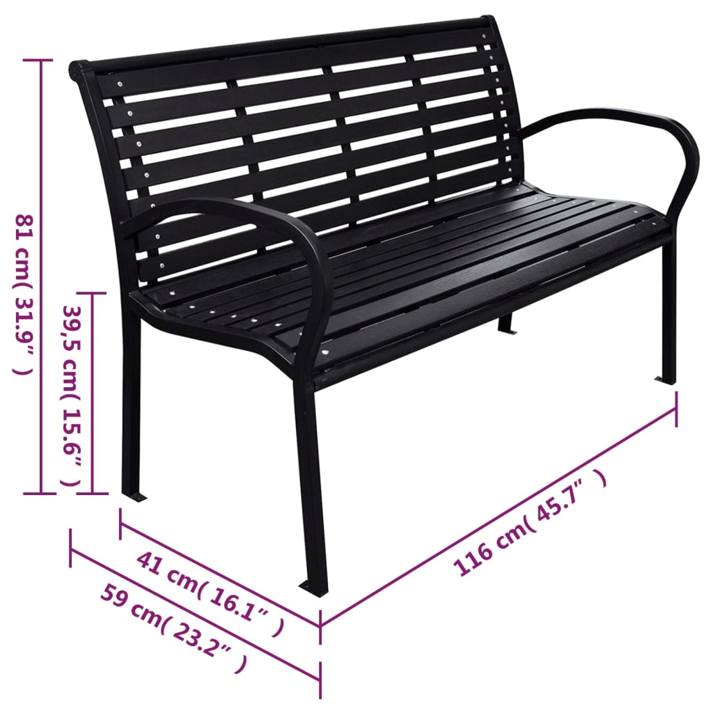Garden Bench 116 Cm Steel And Wpc
