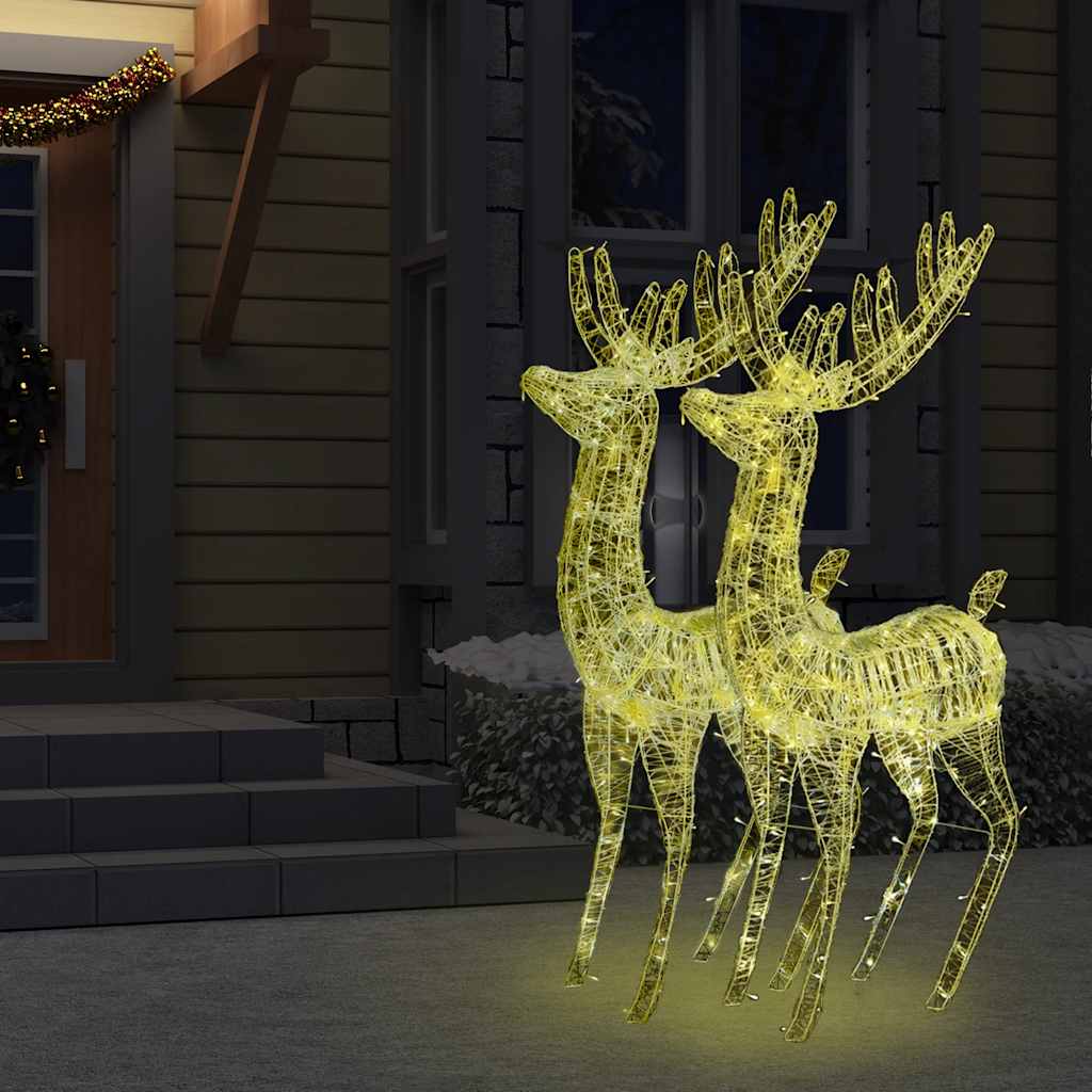 Xxl Acrylic Christmas Reindeers 250 Led 2 Pcs 180 Cm Warm White