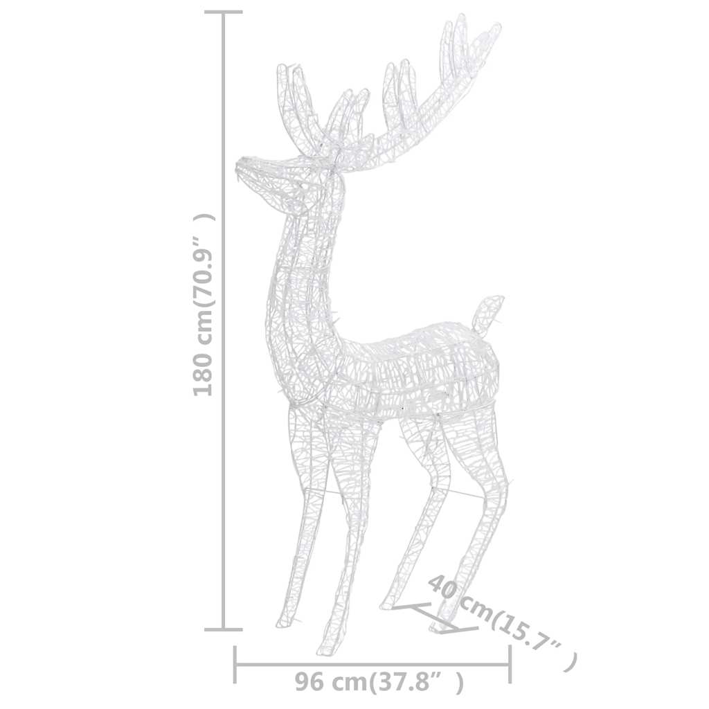 Xxl Acrylic Christmas Reindeers 250 Led 2 Pcs 180 Cm Warm White