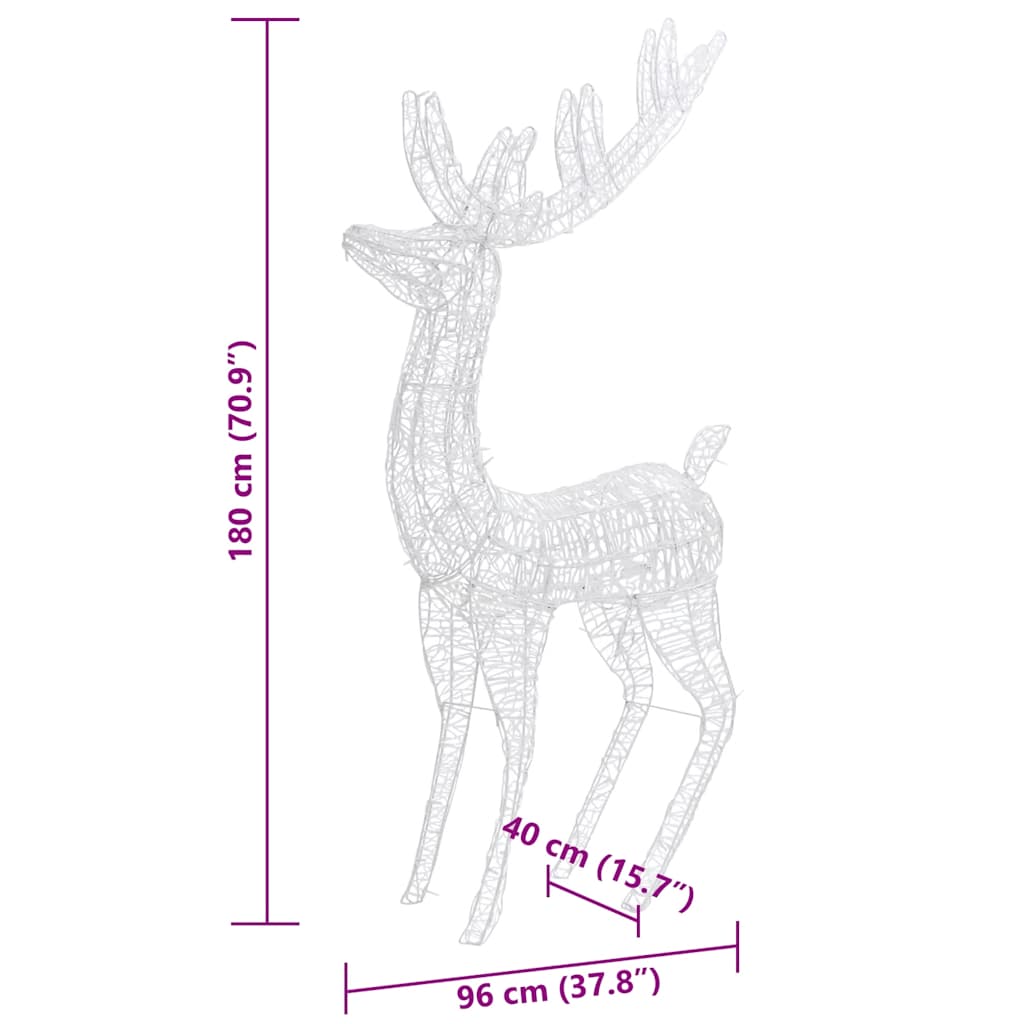 Xxl Acrylic Christmas Reindeers 250 Led 3 Pcs 180 Cm Warm White
