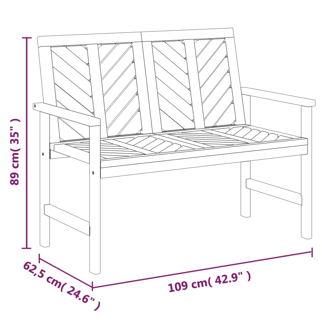 Garden Bench 109 Cm Solid Wood Acacia