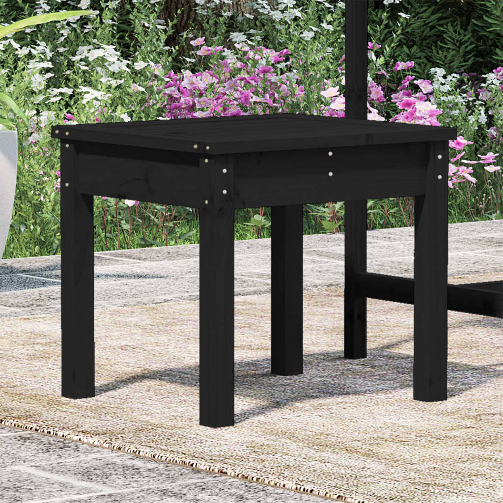 Garden Bench Black Solid Wood Pine