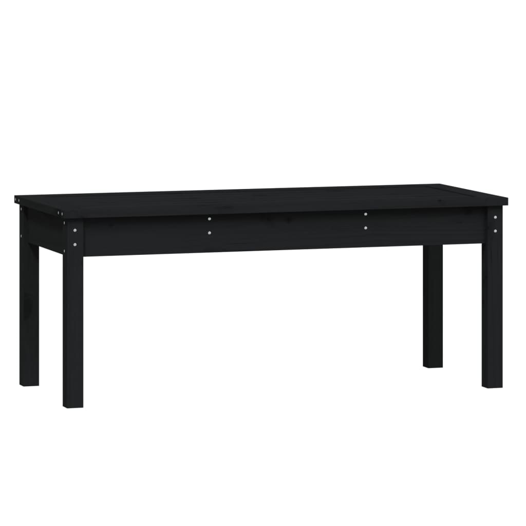 Garden Bench Black Solid Wood Pine