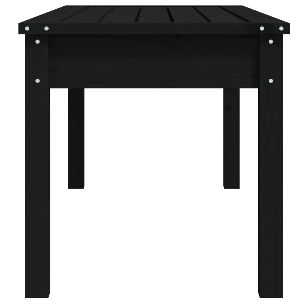Garden Bench Black Solid Wood Pine