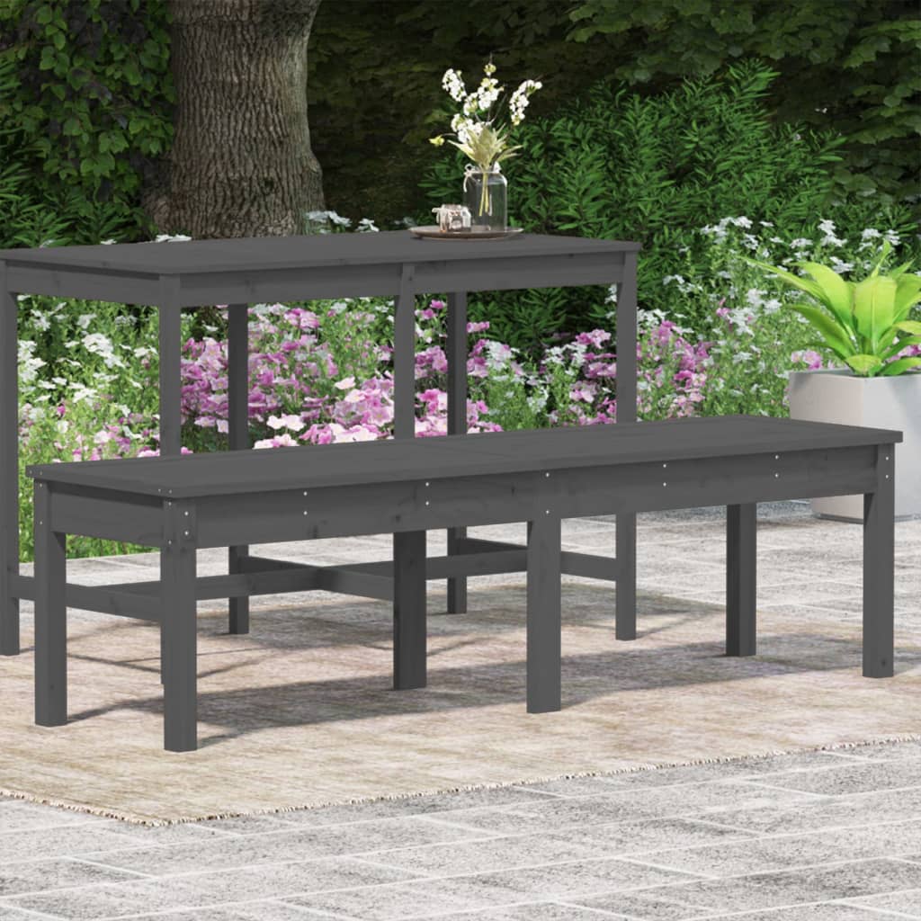 2-Seater Garden Bench Grey Solid Wood Pine