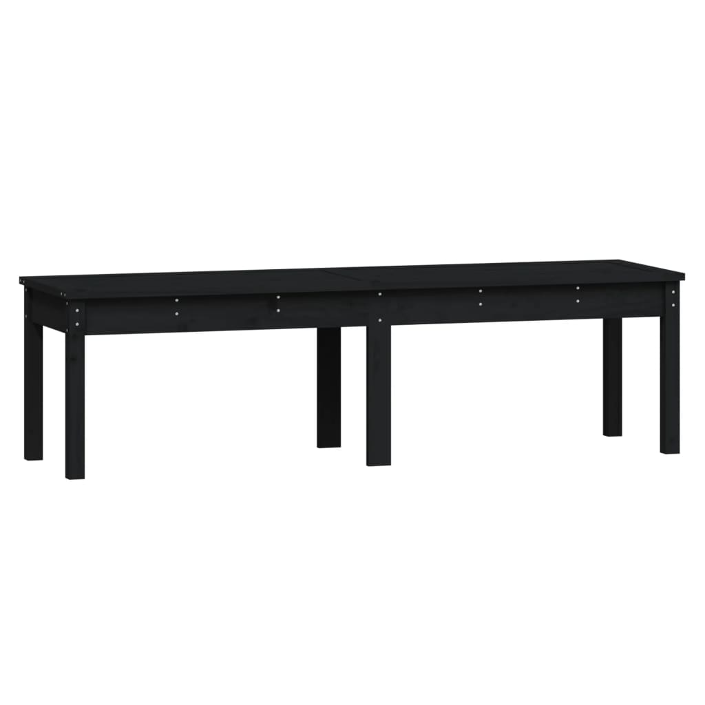 2-Seater Garden Bench Black Solid Wood Pine
