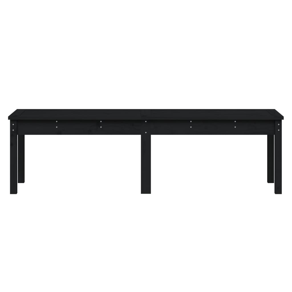 2-Seater Garden Bench Black Solid Wood Pine