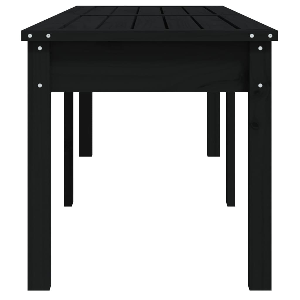 2-Seater Garden Bench Black Solid Wood Pine
