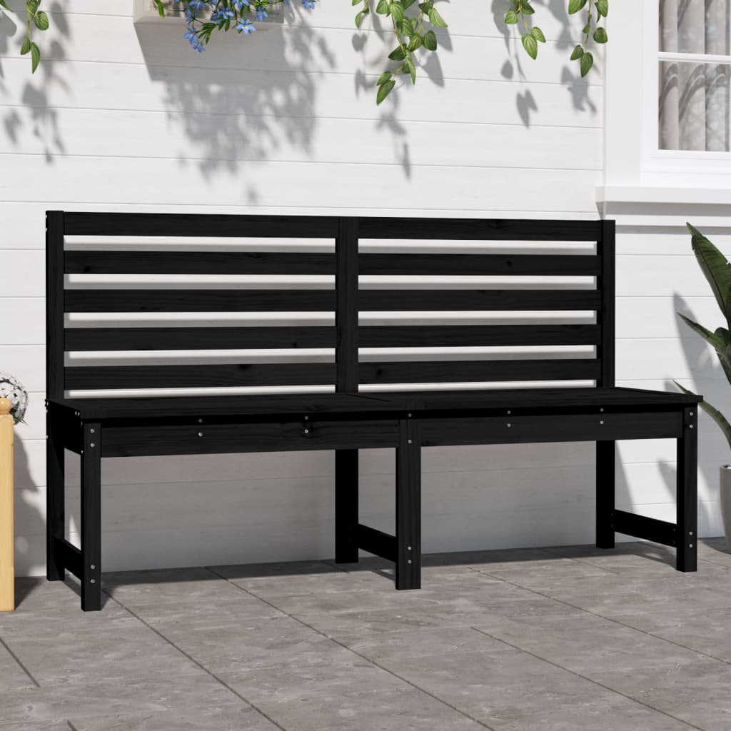 Garden Bench Black 157.5 Cm Solid Wood Pine