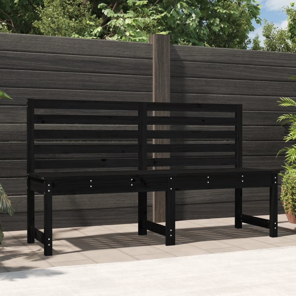 Garden Bench Black 157.5 Cm Solid Wood Pine