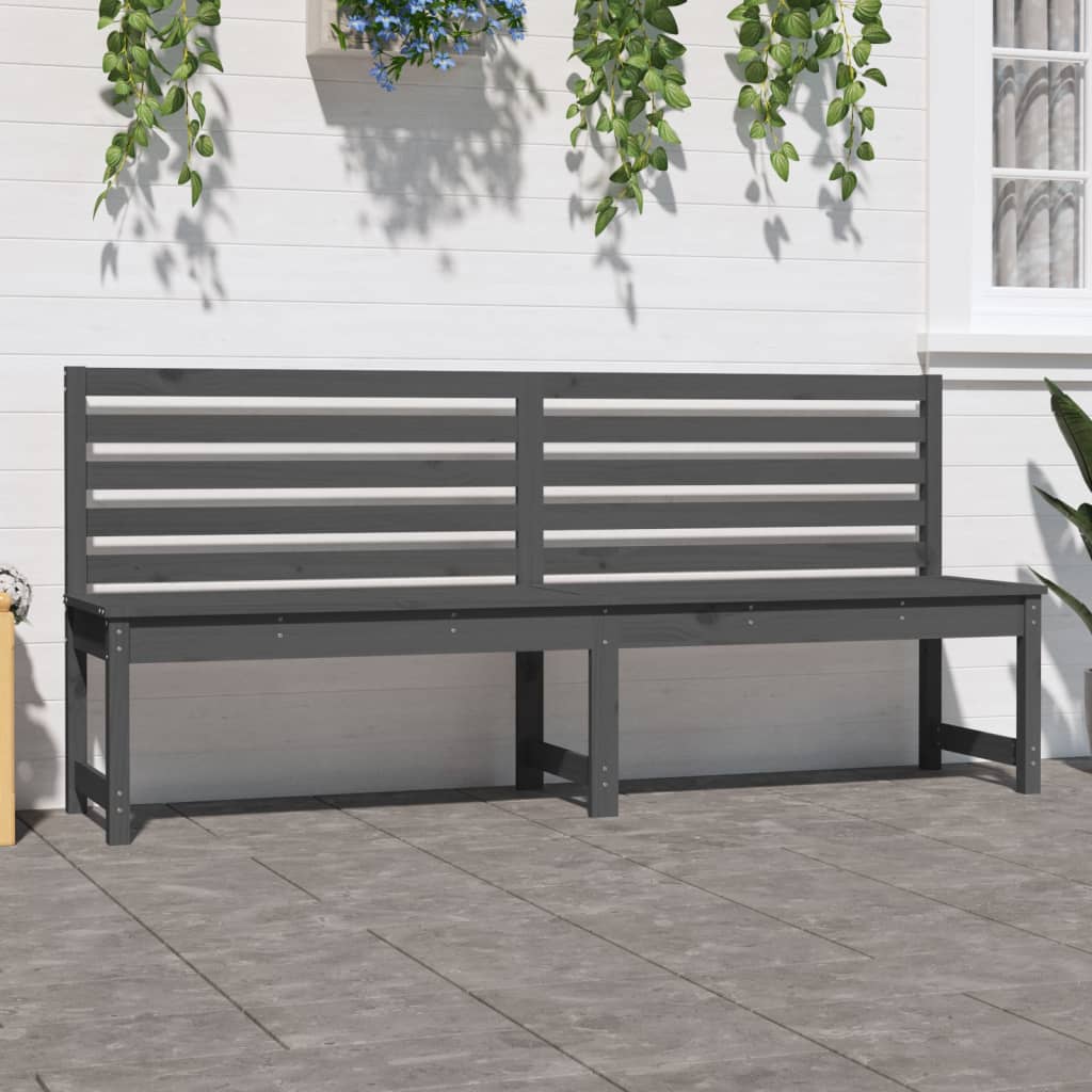 Garden Bench Grey 201.5 Cm Solid Wood Pine