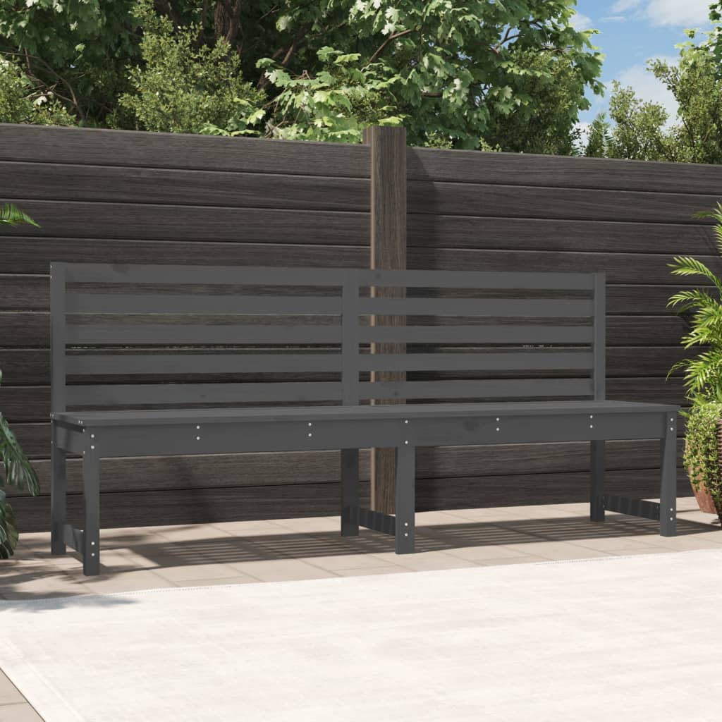 Garden Bench Grey 201.5 Cm Solid Wood Pine