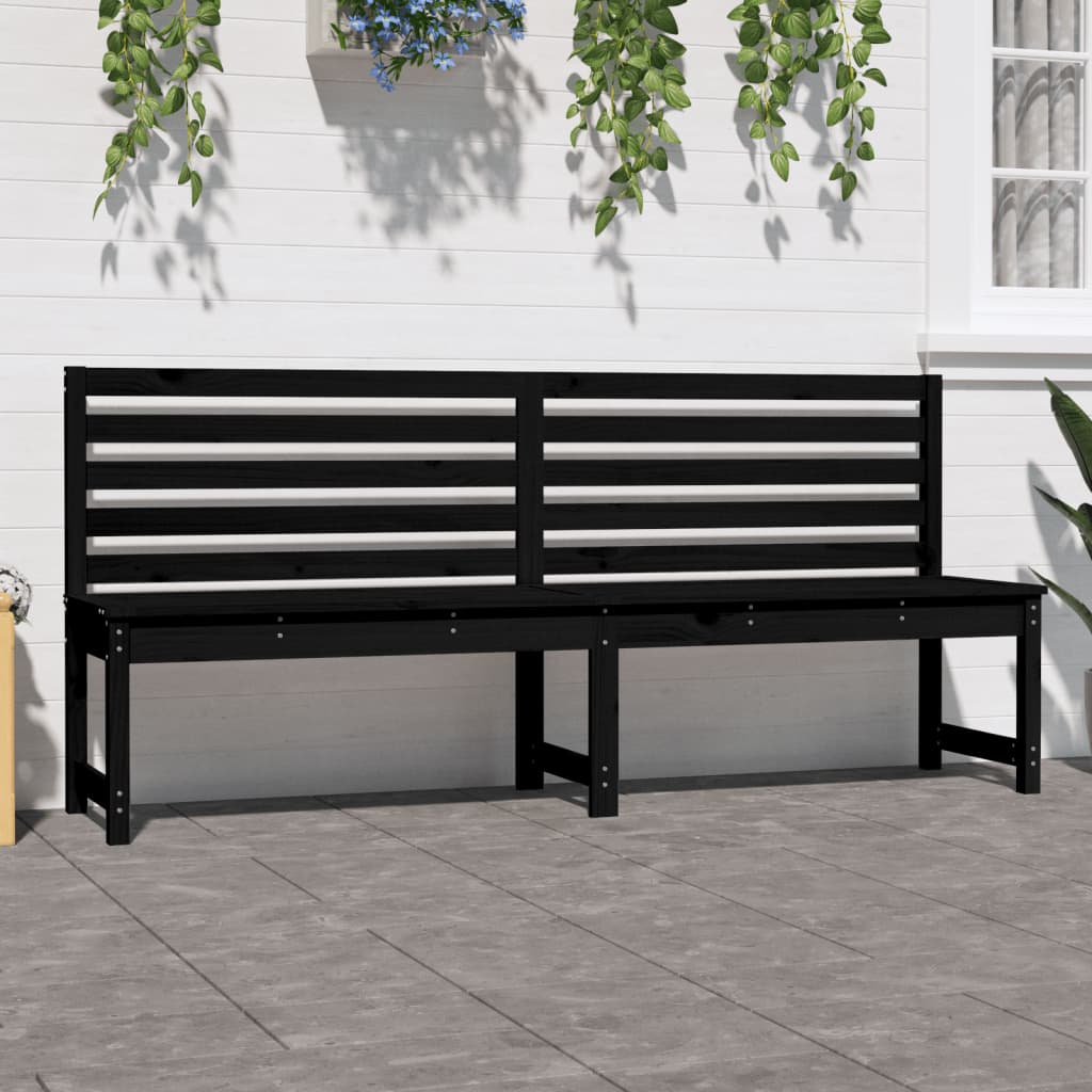 Garden Bench Black 201.5 Cm Solid Wood Pine