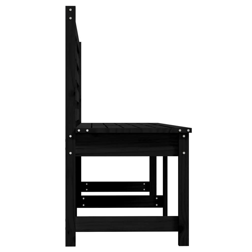 Garden Bench Black 201.5 Cm Solid Wood Pine