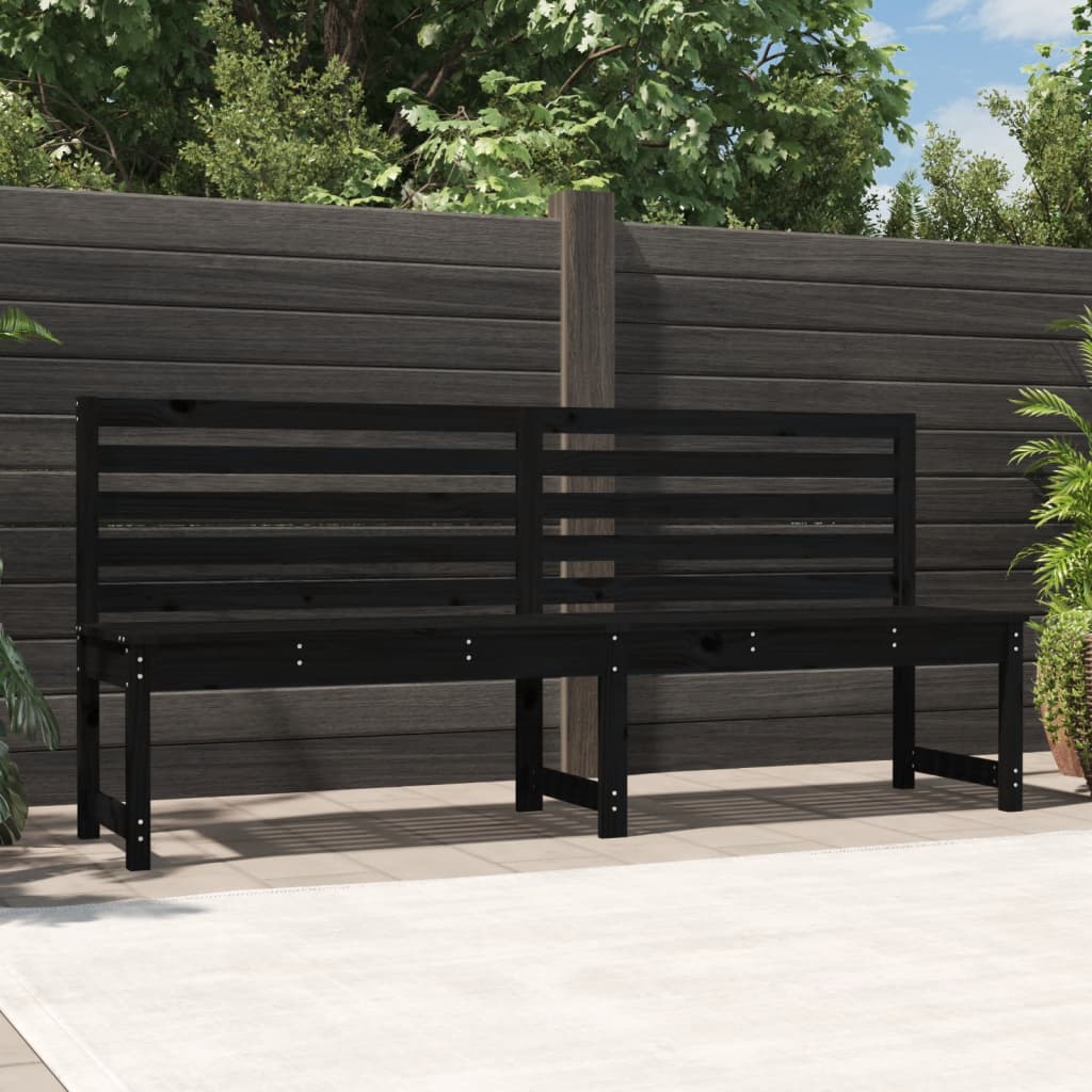 Garden Bench Black 201.5 Cm Solid Wood Pine