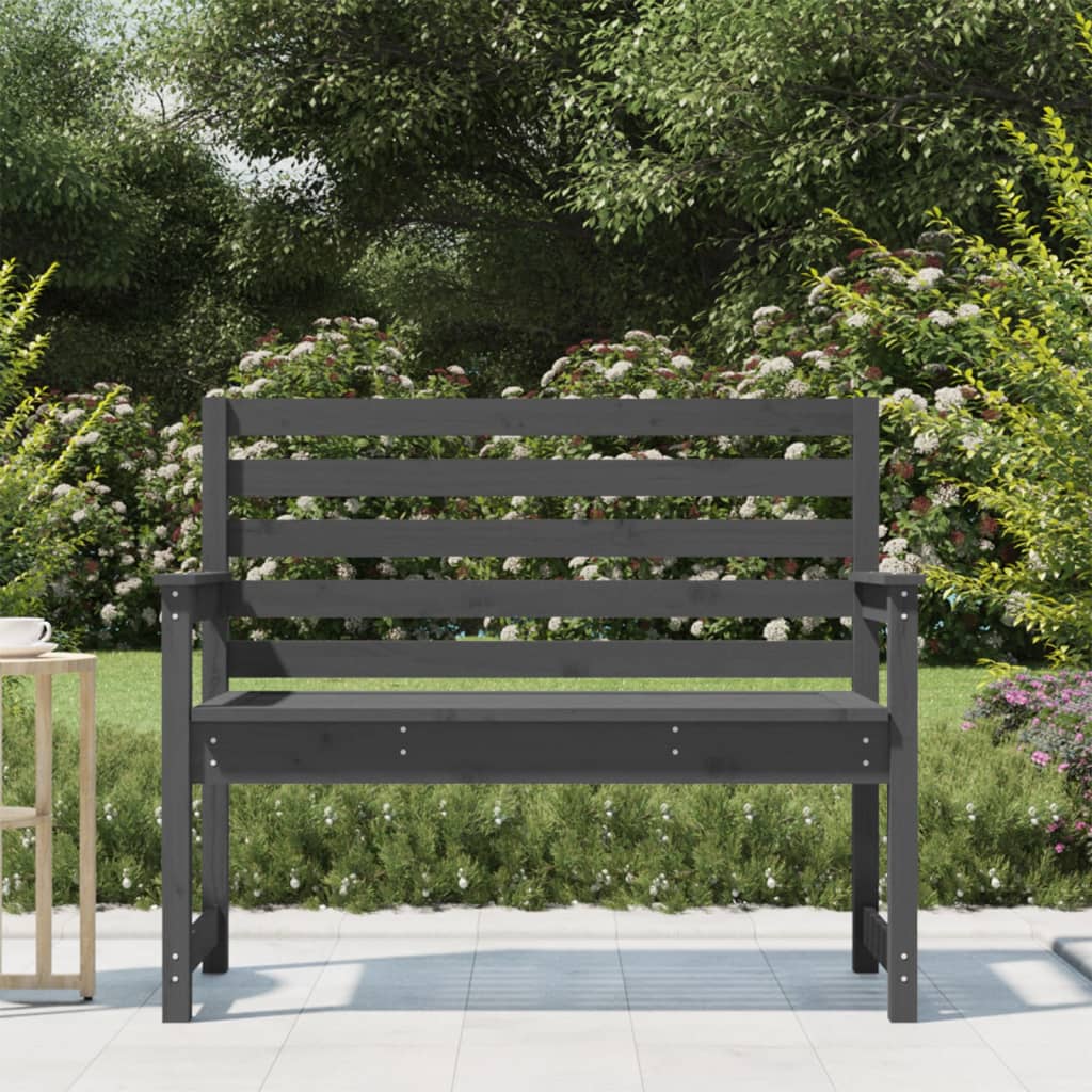 Garden Bench Grey Solid Wood Pine