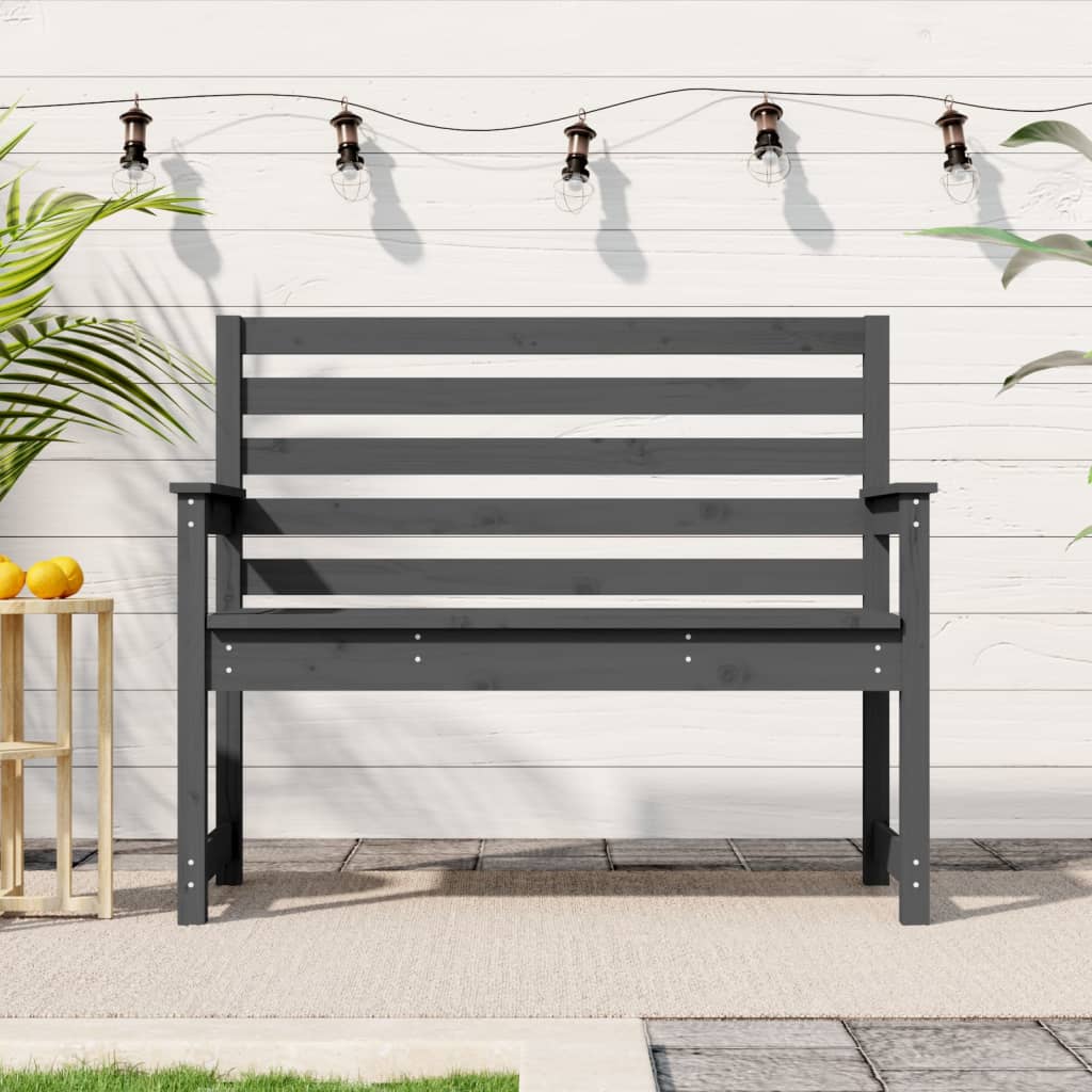 Garden Bench Grey Solid Wood Pine
