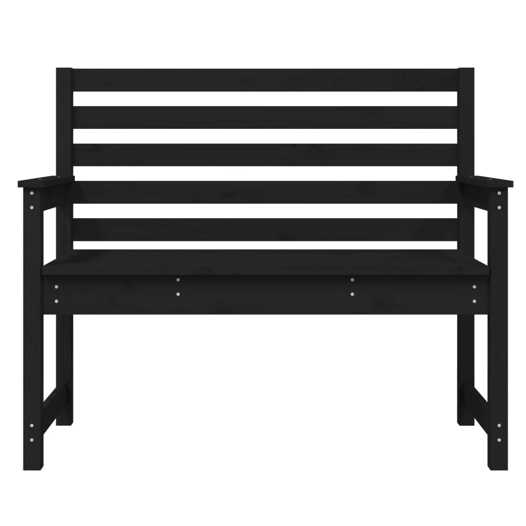 Garden Bench Black Solid Wood Pine