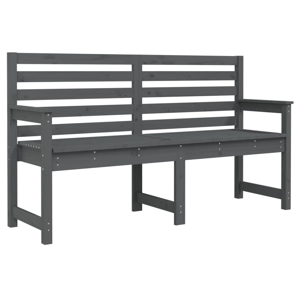 Garden Bench Grey Solid Wood Pine