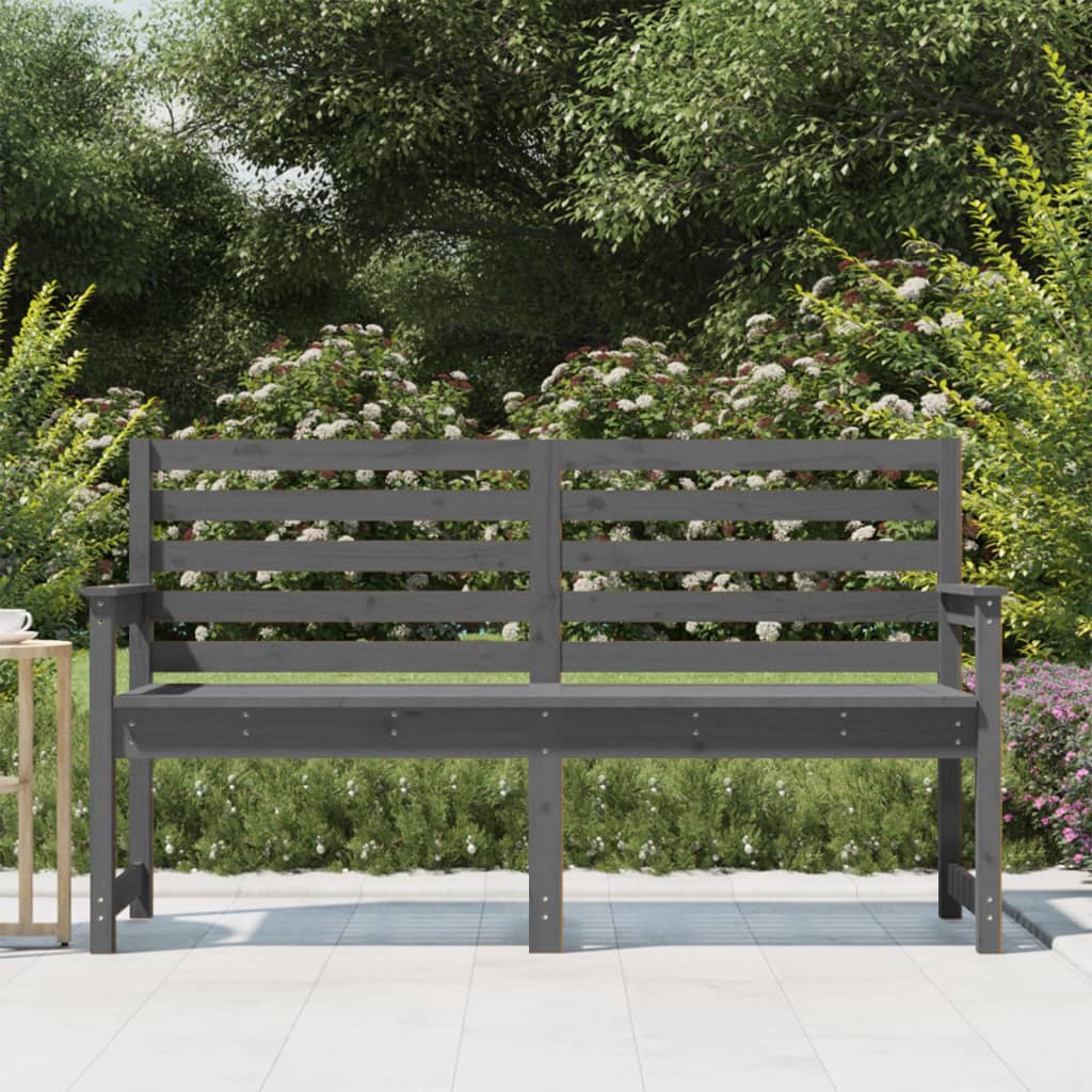 Garden Bench Grey Solid Wood Pine