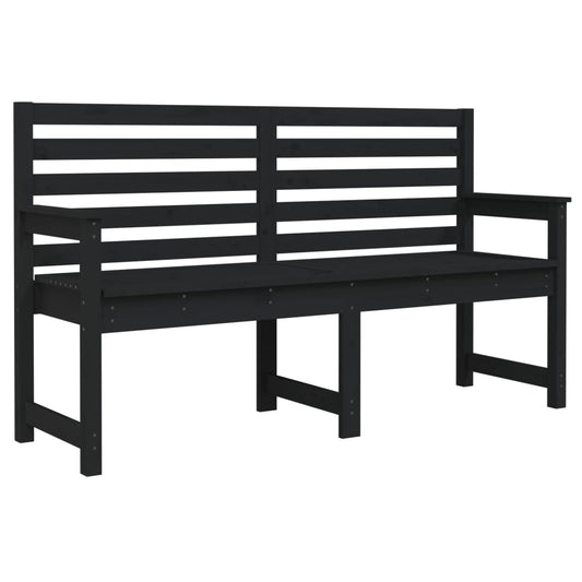 Garden Bench Black Solid Wood Pine
