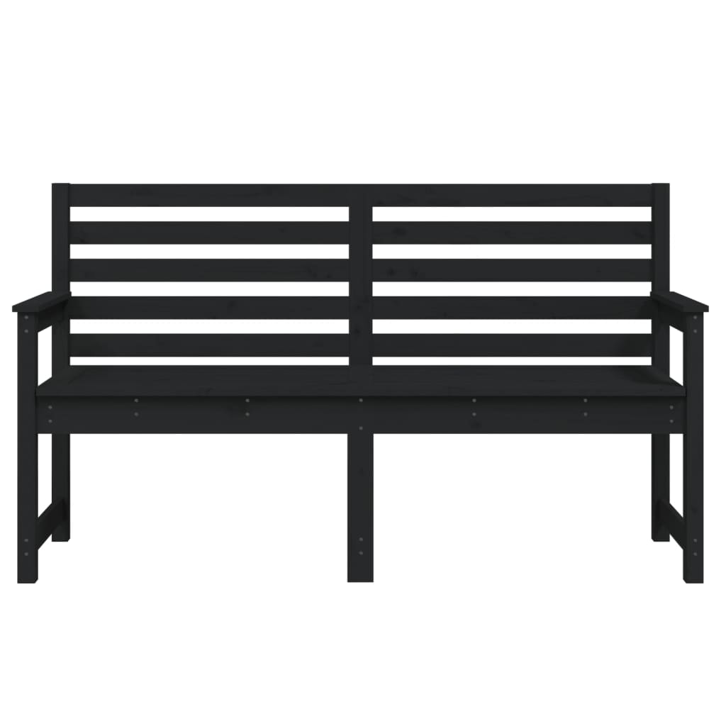 Garden Bench Black Solid Wood Pine