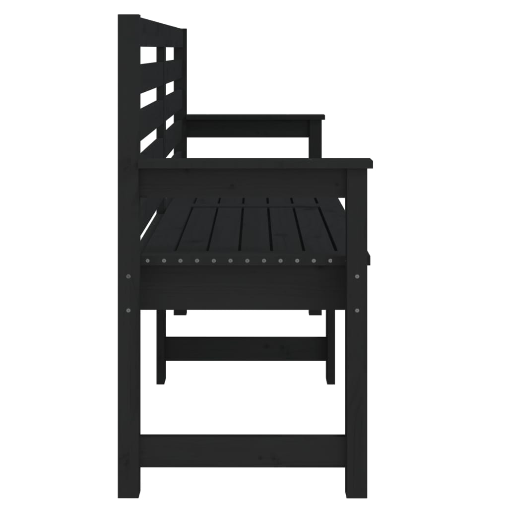 Garden Bench Black Solid Wood Pine