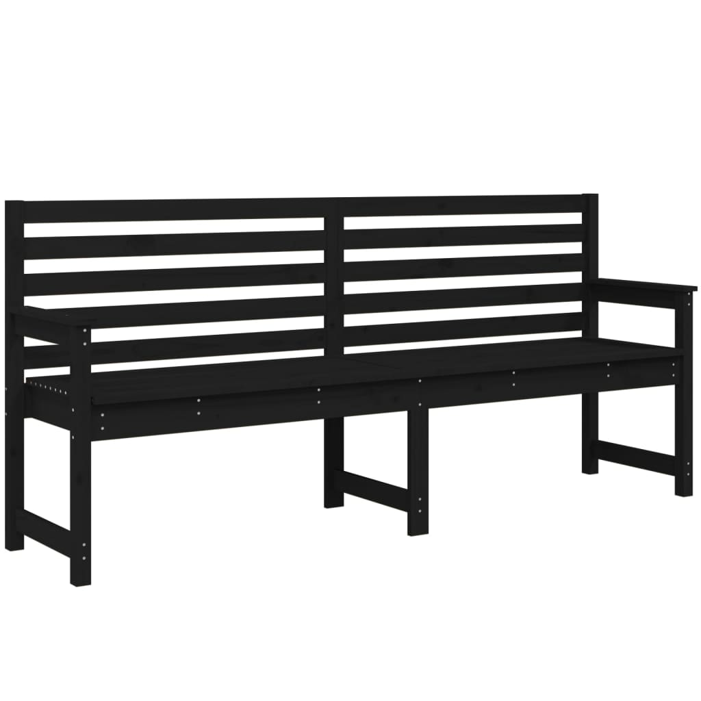 Garden Bench Black Solid Wood Pine