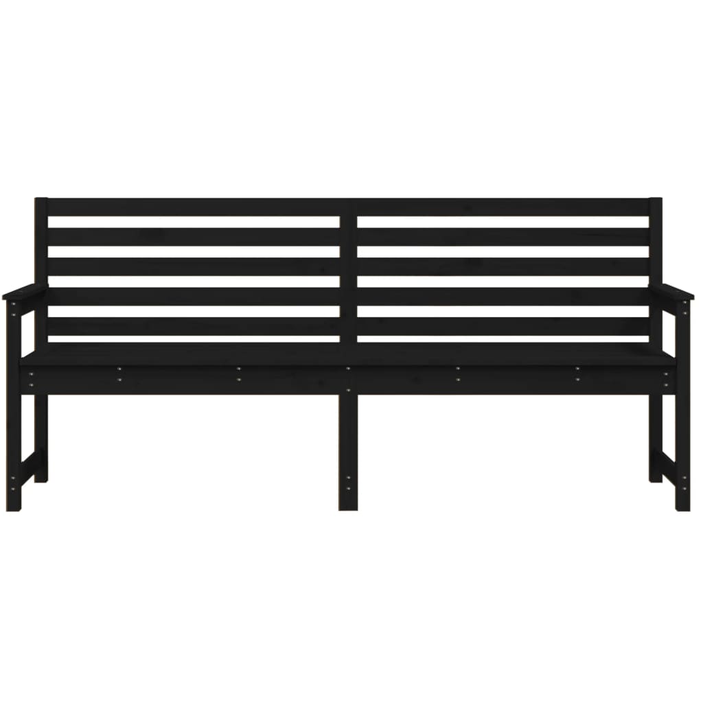 Garden Bench Black Solid Wood Pine