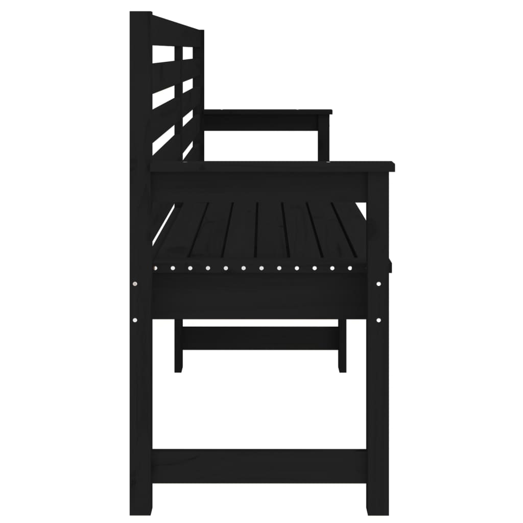 Garden Bench Black Solid Wood Pine