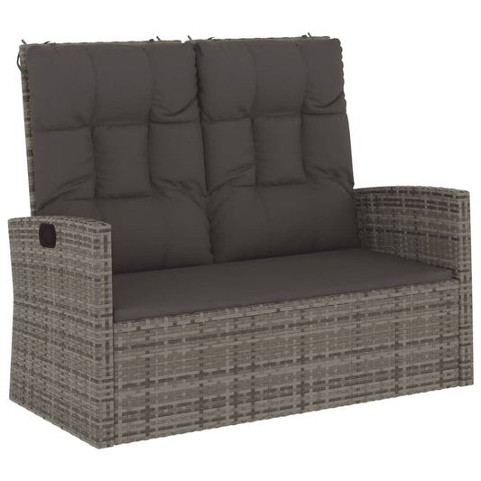 Reclining Garden Bench With Cushions 118 Cm Poly Rattan